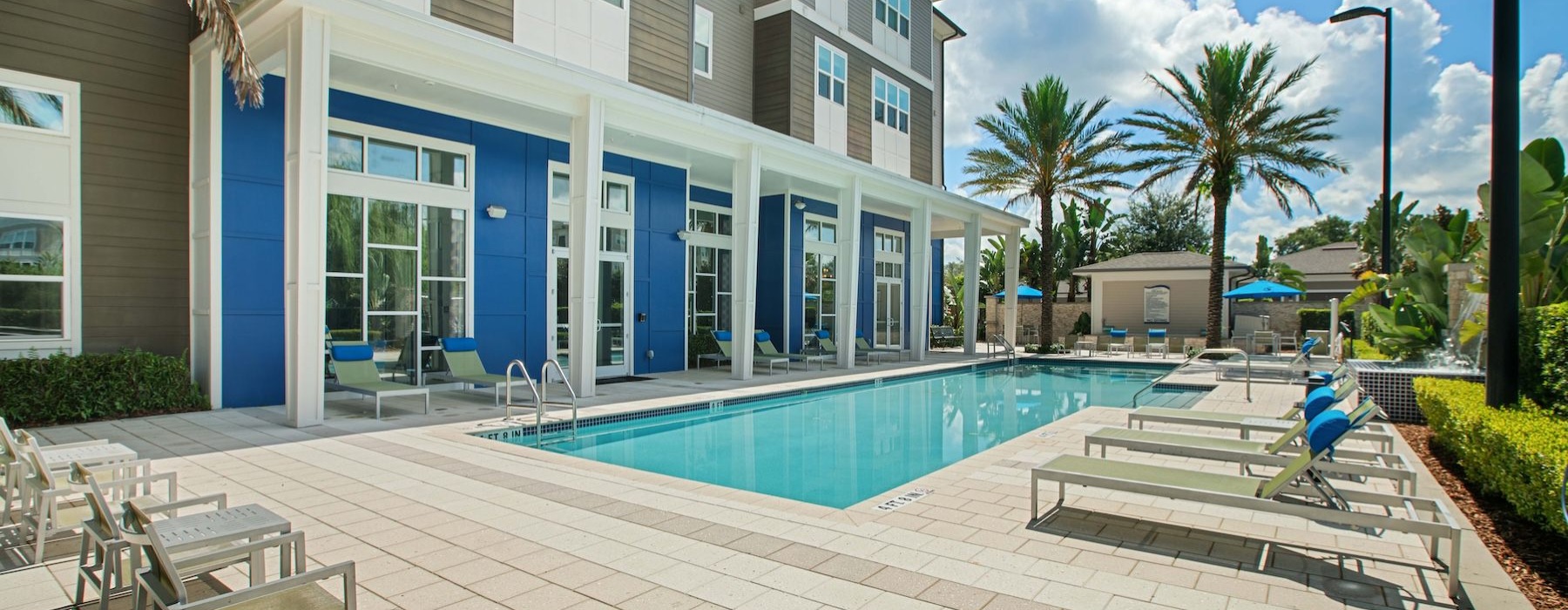 a swimming pool in a courtyard