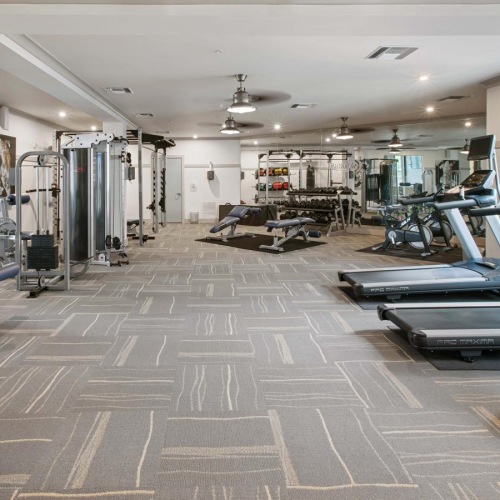 a gym with exercise equipment